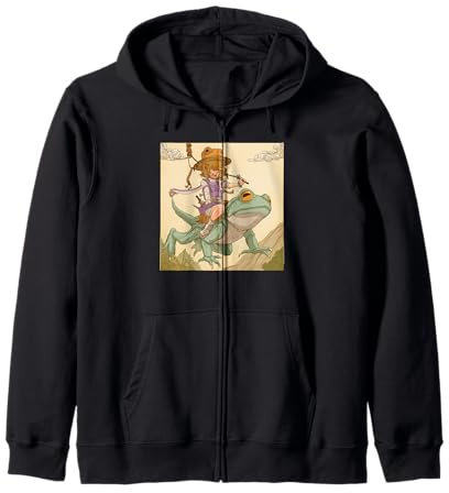 Camiseta Dreamy Anime Girl and Frog - Caprichosa Kawaii Frogcore Sudadera con Capucha
