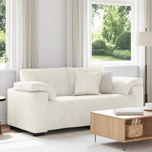 Teenpull Tvåsitsig soffa grädde 140 cm, sammetsöverdrag, robust träram, för vardagsrum, sovrum, bekväm relaxsoffa, modern design, 180 x 77 x 82 cm