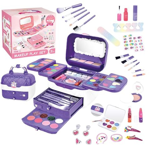 Play Maquillaje,Kit de maquillaje para niños pequeños | Kit de de maquillaje lavable - Juego de para niños con espejos para cumpleaños, Navidad, juego de de para