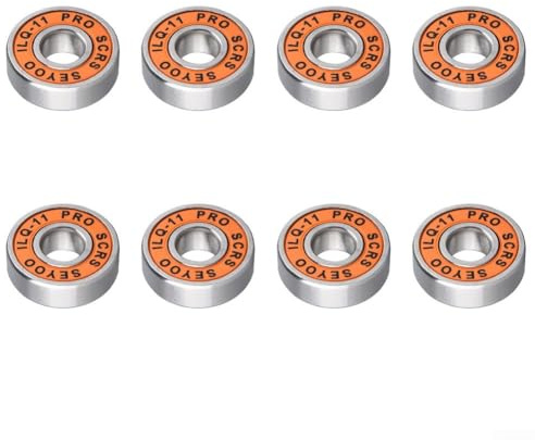 ABEC-9 - Rodamientos de precisión 608RS ILQ-11, paquete de 8 unidades, acero cromado de 22 mm, para patines estándar de eje de 8 mm, color negro y naranja (naranja)