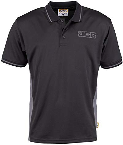 JCB - Workwear Men's Polos - Polo Shirt - Performance Polo Shirt, D+IB - Black/Grey, Size XX-Large