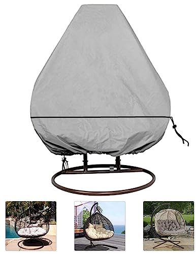 HONCENMAX Abdeckung für Hängesessel/Schwingsessel/Hängekorb - Garten Rattan Wicker Hängesessel Wasserdichte Möbel Schutzhülle - Oxford 210D Gewebe und Innen mit PVC Beschichtet, 230*200cm, Grau