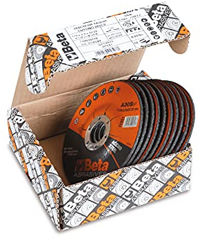 Beta 11001 115X3,2 - Dischi abrasivi da taglio per acciaio, esecuzione a centro depresso, da utilizzare con smerigliatrici portatili angolari.