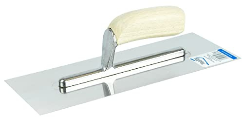 Toolty Stainless Steel Finishing Trowel - 320mm - Wooden Handle - for Brickwork and Plastering - DIY- TLTY-8017
