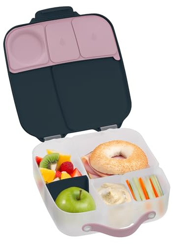 b.box Blue Slate Lunch Box for Kids, Silicone Food Storage Container with Adjustable Dividers | Silicone Food Storage Container (Indigo Pink)