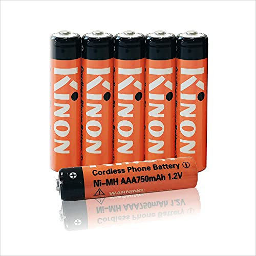 Kinon NiMH AAA Batterie Rechargeable 1,2 V pour Panasonic téléphone sans Fil 400 mAh BK40AAABU 550 mAh HHR-55AAABU 630 mAh HHR-65AAABU et 750 mAh HHR-75AAA/B (6 pièces)