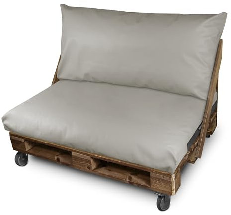 HAPPERS Set Cojines Impermeables y Desenfundables para Palets en Polipiel para Exterior Gris Claro
