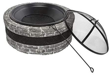 DLANDZ Brasero de jardin de 88,9 cm - Grand foyer d'extérieur en acier - Décoration à bois - Foyer pour barbecue - Foyer pour jardin, camping, feu de camp, patio, brasero pour barbecue (couleur : B)