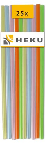 HEKU Strohhalme Plastik 25 Stück 24 cm Ø 0,6 cm bunt - Plastik Strohhalme wiederverwendbar und kürzbar - Trinkhalme Plastik