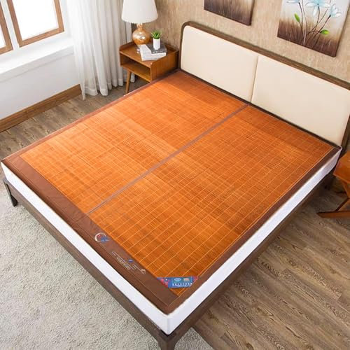 Foldable Double Sided Bamboo Mat for Bed,Summer Bamboo Sleeping Mat,Home Quick Cooling Textile Rattan Mat Suitable for Children,Adults and Seniors (Full)