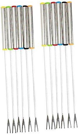 Mipcase 12Pièces Lot de Fourchettes à Fondue Acier Inoxydable avec Poignées Colorées Parfaites pour Fromage et Fruits