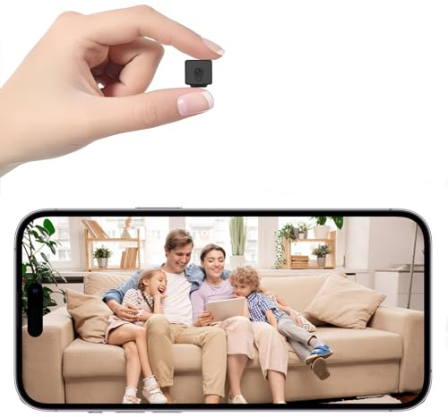 ESTABA Mini Kamera, 4K HD WLAN Überwachungskamera Innen, Für Live Übertragung Handy APP, WiFi Camera Nachtsichtkamera mit Lange Standby Akku Kamera, Bewegungsmelder, Unterstützt SD-Speiche