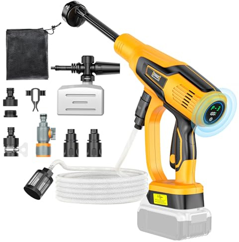 DIYtoolifz Car Cleaning Tools Compatible with Dewalt 20V Batteries, 600W Brushless Motor, 6-in-1 Nozzle & Foam Cannon for Car, Patio, Fence (Tool ONLY — Battery NOT Included)