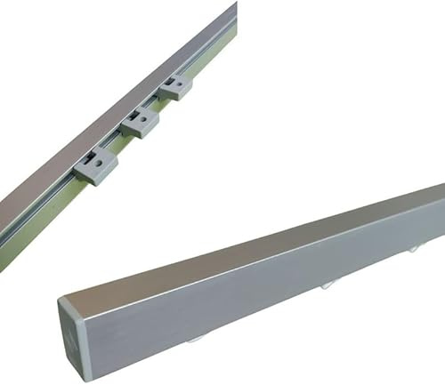 TENDE ARREDO TESSILE - Binario Tenda Soffitto Scorrevole (138 cm) Zineffa per Tenda, Binario a Onda Passo 8, in Alluminio con Tappi Terminali e Occhielli in PVC per Tende su Misura (Grigio)