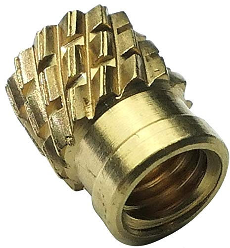 AERZETIX - Set di 10 Inserti Filettati a Pressare - Filetto M3 - Ø4.2mm - Lunghezza 5.3mm - Ottone - per Termoplastici Duri e Termoindurenti - C19126