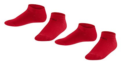 ESPRIT unisex - barn Ankelstrumpor Foot Logo Multipack K Sn bomull kort enfärgat 2 par, Röd Fire 8150, 27-30