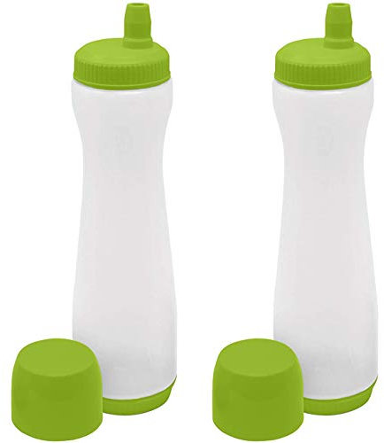 JKSM 2 Dispenser per Pastella per Pancake, Dosatore Antigoccia e Misurino per Pastella Facile da Spremere con Tappo Rimovibile, per Cuocere Cupcakes, Waffle (Verde)