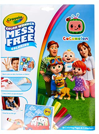 CRAYOLA Color Wonder - Cocomelon Mess-Free Colouring Book (Includes 18 Colouring Pages & 5 Magic Color Wonder Markers)