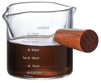 NEOUZA Espresso Glass Coffee Cup Ounce Measuring Cup Liquid Glass with Scale Food Baking Measure Tool Kitchen Supplies (with Handle)