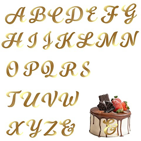 LUTER Lettres pour Gâteau Lettres Gâteau les Lettres pour Gâteaux Kit Alphabet Gâteau Gâteau Lettres Décoration Acrylique Alphabet Cake Topper Nom Personnalisé Cupcake Toppers Avec A-Z Lettre Miroir