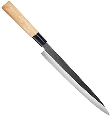 MITSUMOTO SAKARI 26 cm Sashimi Küchenmesser, Yanagiba Messer aus Wolframlegierung, Handgeschmiedet Professionelle Japanische Sushi Messer (Fraxinus Mandshurica Griff und Exquisite Holzkiste)