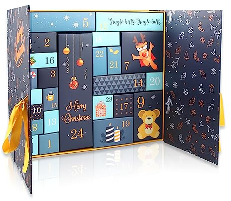 AllLeeGay Christmas Advent Calendars 2023 – 24 Colorful Reusable Boxes for Filling, Advent Calendar Fillers for Kids & Adults, Perfect Christmas Gifts and Presents, Blue
