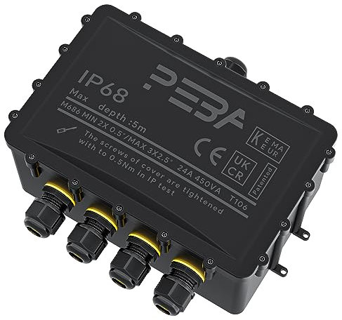 PEBA Wasserdicht Abzweigdose Erdkabel Kabelverbinder IP68 Verteilerdose steckdose aussen verteiler 4mm-14mm kabel für außen garten outdoor wasserdichte verbinder box 5-Wege steckdosen Schwarz