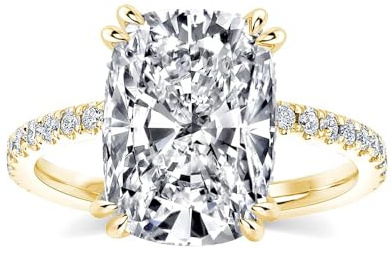 Effinny 4.0ct Elongated Cushion Cut Engagement Ring for Women,S925 Sterling Silver Crushed Ice Cubic Zirconia Promise Ring（Golden,7