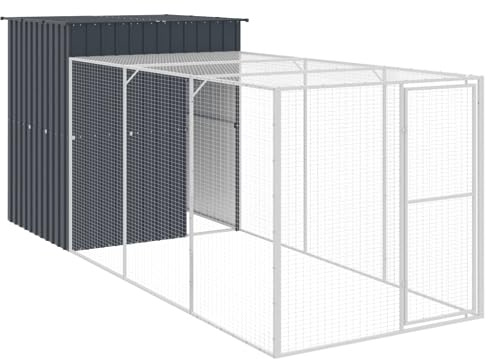 vidaXL Pollaio con Area Corsa Antracite 165x455x181 cm Acciaio Zincato