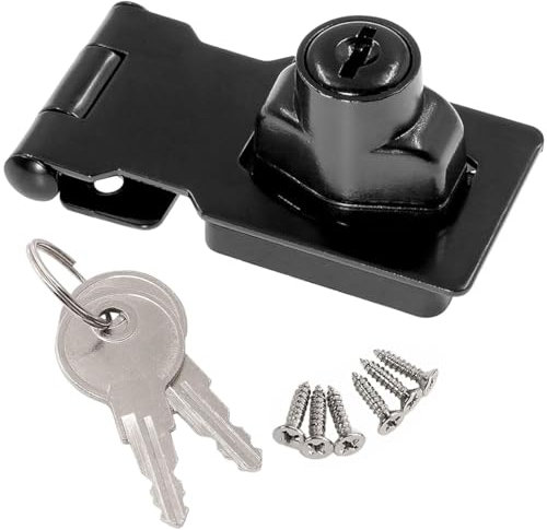 Litensh Cerradura de cerrojo con llave para puerta, cajón y armario, Negro 2.5 pulgadas