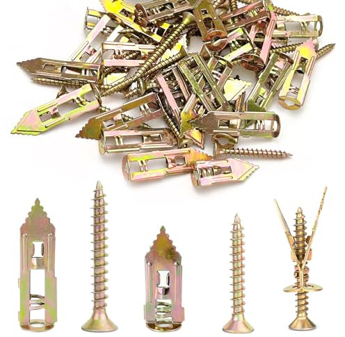 60 Stk selbstbohrende Dübel mit Schrauben, 12 * 30/12 * 40 Trockenbaudübel, Hohlraumdübel, Nageldübel mit Verzinktem Schraubnagel, Trockenbaudübelkombination, Spreizdübel für Trockenbau, Gipskarton