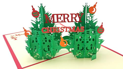 scicent Lustige Weihnachtskarten Pop-Up Karte Weihnachtsbaum 3D Weihnachtskarte mit Geschmücktem Tannenbaum Besondere Frohe Weihnachten Karte für Freundin, Mama oder Oma - 20826