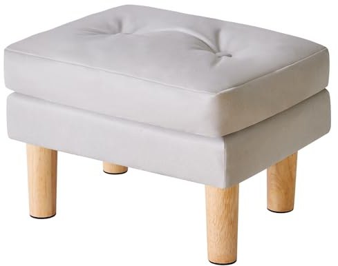 YMYNY Poggiapiedi, Pouf in Ecopelle, Superficie Morbida Rimovibile, Moderno e Sgabello per Camera da Letto, Soggiorno 41.5 x 31.5 x 32CM Grigio HBD041G
