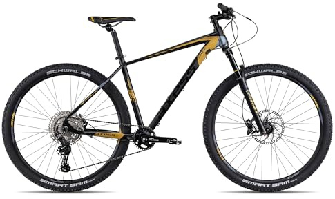 Axess Pride Mountainbike | MTB-Hardtail | 1x11-Schaltung | Hydraulische Scheibenbremsen, Farbe:satinblack Gold Grey, Rahmengröße:17 Zoll
