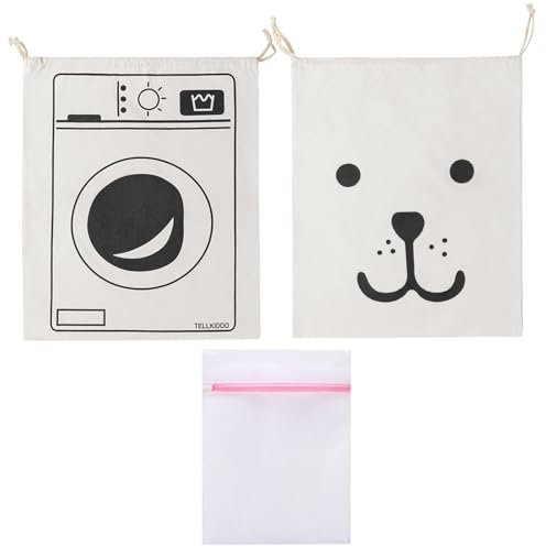 Scettar 2 Pièces Sac à Linge Sale de Voyage - Sac de Rangement en Toile Coton Robuste 60 x 50 cm,pour Voyage et stockage