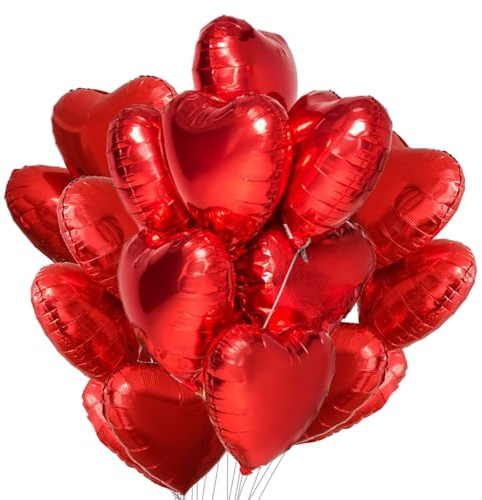 TaoQ C 36 pezzo palloncini in foil a forma di cuore, 46cm rosso palloncini a forma di cuore in alluminio Palloncini Mylar a forma di cuore per San Valentino Compleanno Fidanzamento Festa di nozze