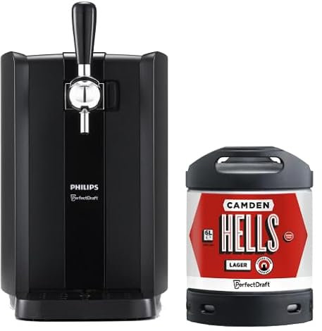 PerfectDraft Black Philips Machine Home Beer Cooler & Dispenser System HD HD3761/60 and Camden Hells Lager Keg