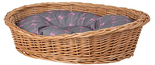 Cestino per cani in vimini di colore naturale, cestino per animali domestici, cestino per gatti (grigio, 100 x 75 H27)