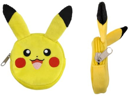 Mybagstory - Monedero Pikachu Pokémon infantil de 9 x 9 cm | Mini Monedero de peluche con cierre de cremallera | Idea de regalo para niña y niño | Accesorio Pokemon Oficial, Pokémon - Amarillo, niño