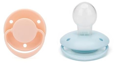 CutiePlusU BPA-frei Adult Sized Schnuller für Erwachsene 2er Pack Runder Small Shield aus Silikon Einfarbig Für Stressabbau & Entspannung - Rosa+Blau