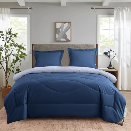 SLEEP COMFY Edredón para las 4 estaciones sin funda, 240 x 220 cm, algodón y microfibra, edredón + fundas de almohada, transpirable y lavable, certificado Öko-Tex