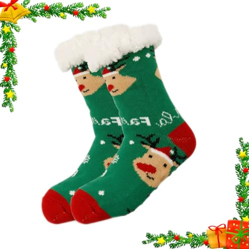 Jiahuade Calze Di Natale, Calze Natalizie Donna Divertenti, Calzini Natalizie da Donna, calze donna Invernali Antiscivolo, Calze Termiche natalizie 36-42, Calzettoni Morbidi per Casa Regalo Natale