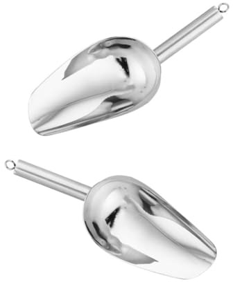 Confezione da 2 pale multiuso in acciaio inox per il ghiaccio, per campeggio, cucina, barbecue all'aperto, con manico ergonomico, salvaspazio, pala per ghiaccio da appendere