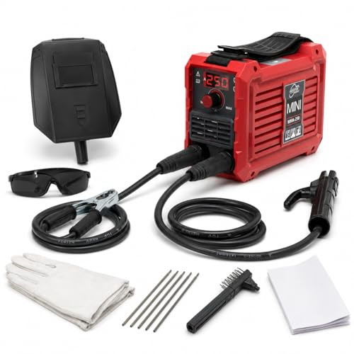 Maquina De Soldar Electrodo Portátil, 220V 250A MMA Mini Soldador Inverter ARC IGBT Digital Soldadora Portatil Compacta Grupo De Soldar Con Hot Start, Anti-Stick, Pantalla Led Para Bricolaje