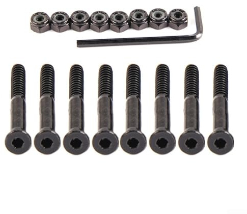 Skateboard Deck Truck Vis de Fixation 29/38/45mm en Acier au Carbone pour Skateboard Longboard Surfboard 8 Vis + 8 Écrous + 1 Clé (38mm)
