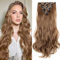 TESS Clip in Extensions wie Echthaar Haarteile günstig Haarverlängerung 8 Tressen 18 Clips Haarteil Gewellt 17(43cm)-140g Hellbraun