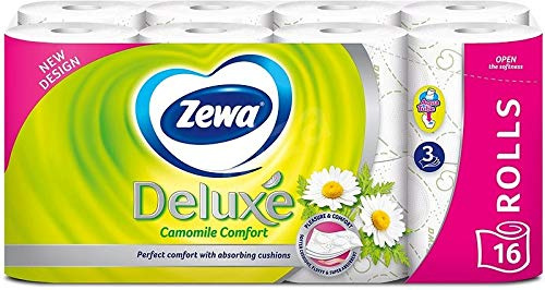 Duftende Toilettenpapierrollen – Großpackung Toilettenpapier Multipack Kamille 16 Rollen pro Packung 3-lagig – 145 Blatt mit spülbarer Tube