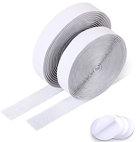 Vicloon Scratch Autocollant Double Face, 20mm*8m Bande Agrippantes Adhésives, Rubans Adhésifs Scratch Hook Loop, Bande Adhésif pour Ménage Bricolage l'artisanat Cadre Photo (Blanc)