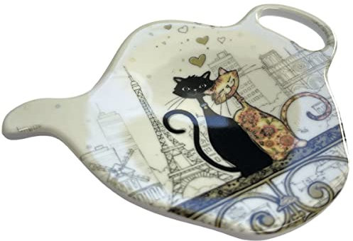 KIUB Portabustine di tè gatto torre Eiffel multicolore in tessuto