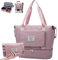 Groß Sporttasche für Herren und Damen Faltbare Reisetasche Woukksy Weekender Carry On Workout Wasserdicht Sport Bags mit Nassfach und Schuhfach Leicht für Fitnessstudio Reise (Rosa)